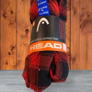 HEAD Flannel Lounge Pants Men's Size XL Fleece Drawstring Black Red Plaid NEW